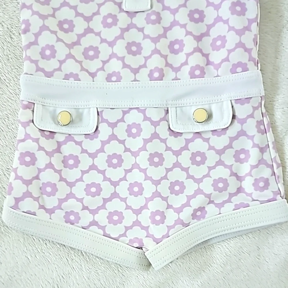 Janie and Jack | Vintage Style Light Purple and White Daisy Print Swimsuit